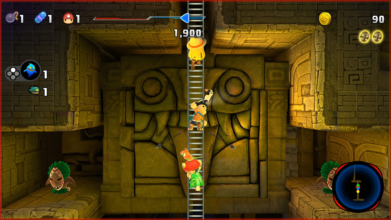 spelunkette and friends climbing latter in ancient temple 02